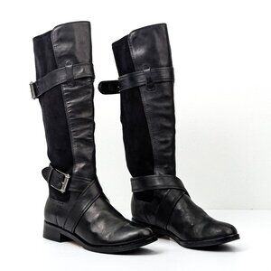 Cole Haan Women Whitley Black Leather Riding Buckle Knee Boots sz 7